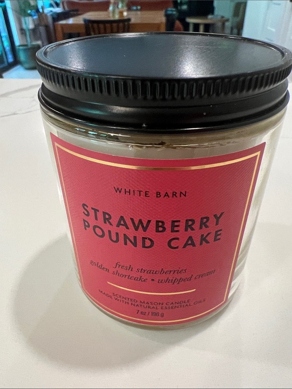 White Barn Strawberry Pound Cake Candle - Pink Label, Black Lid